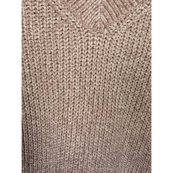 Sweaters for Women V Neck Long Sleeve Pullover Knit Top Pink Chunky Knit - Picture 4 of 11